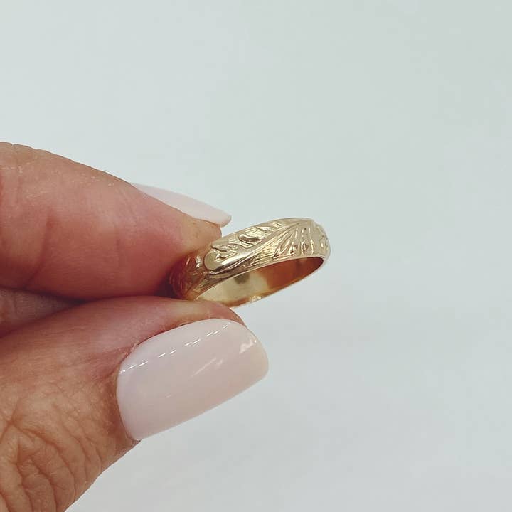 AVA Handmade Jewelry - Wholesale Band/Stacked Ring - Vintage floral thick band; floral thick band, floral band14