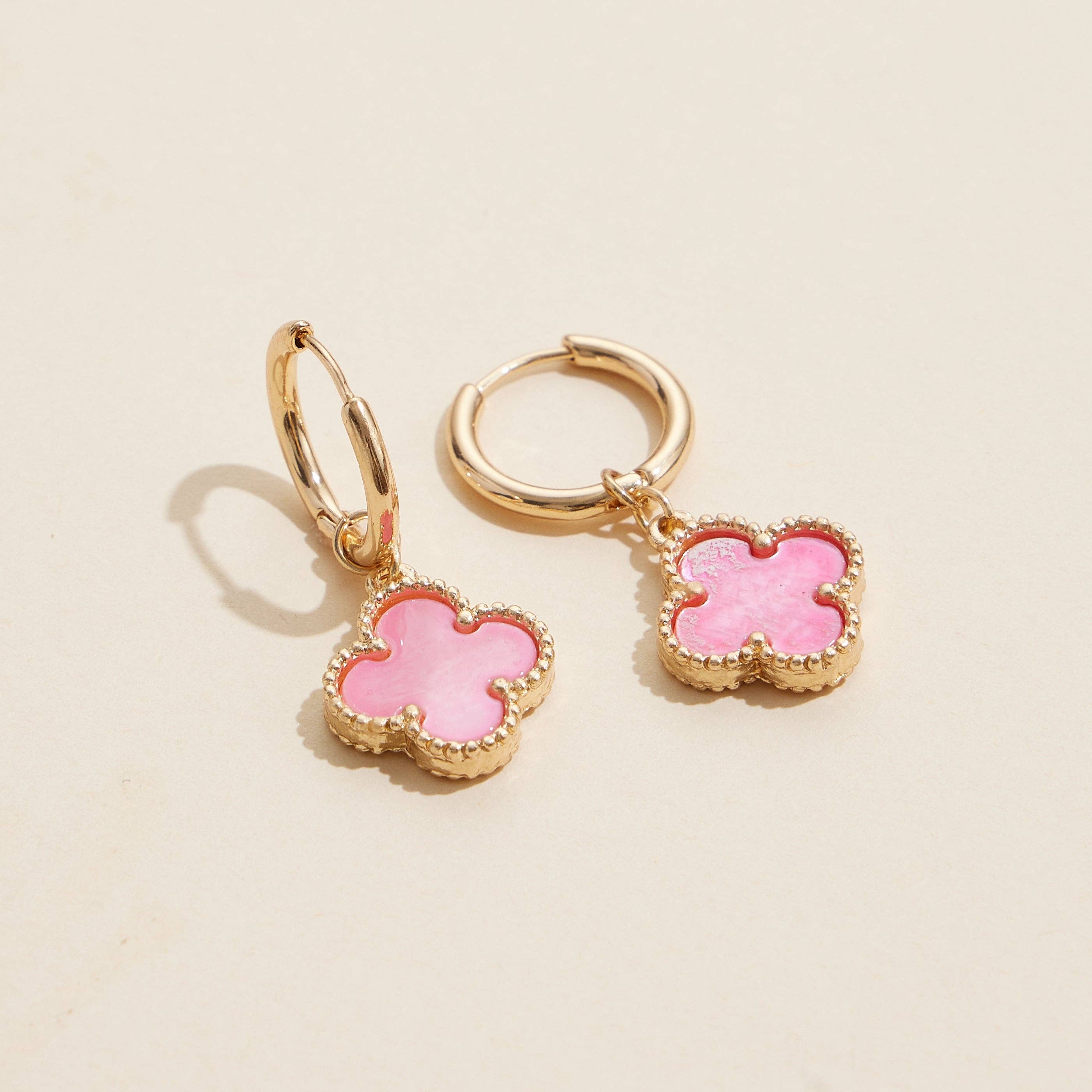 Frem - Wholesale Hoop Earrings - Flower Shape Shell Charm Hoop Earrings6
