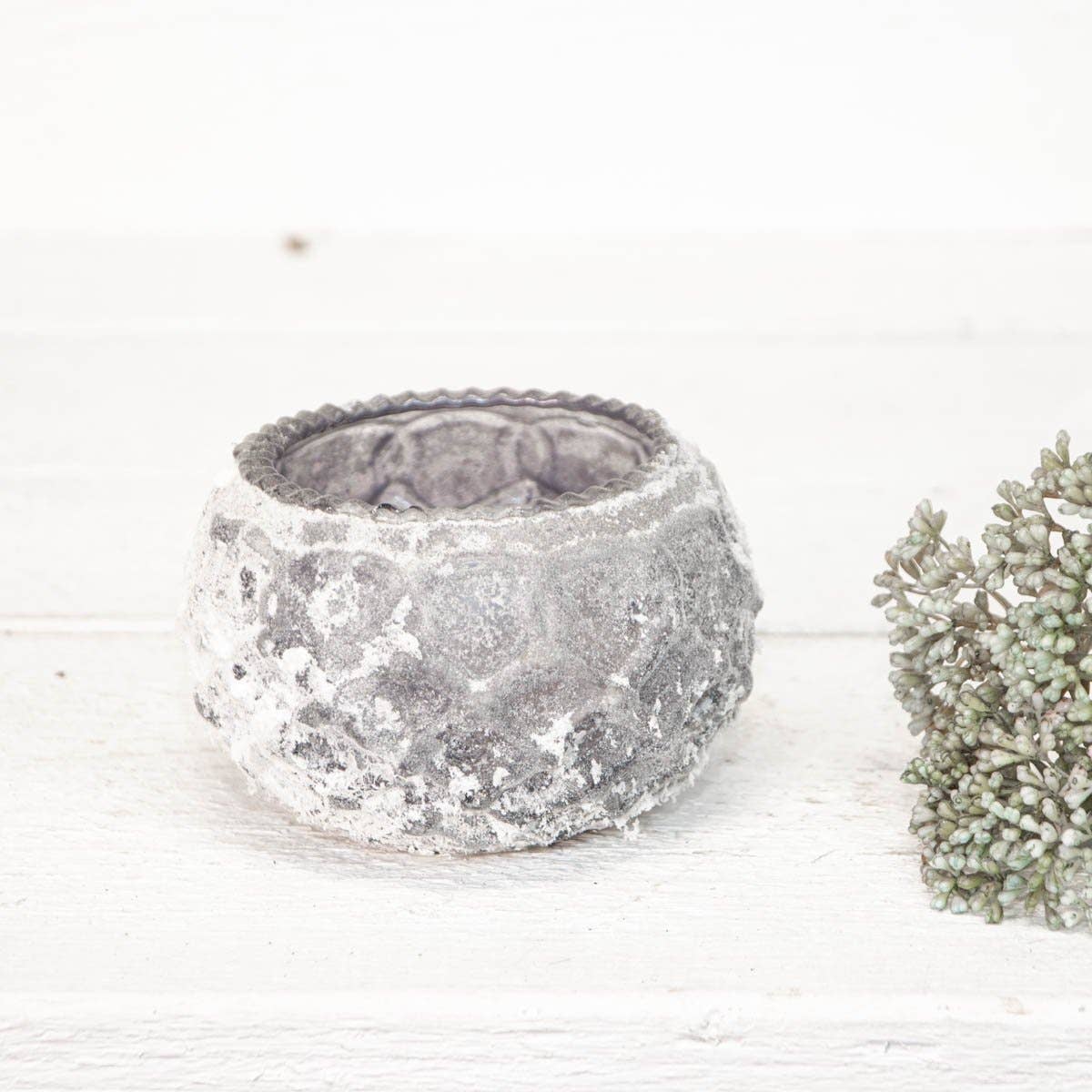 Antikas - Wholesale Candle Holder - White Glass Tealight Holder - H.12cm