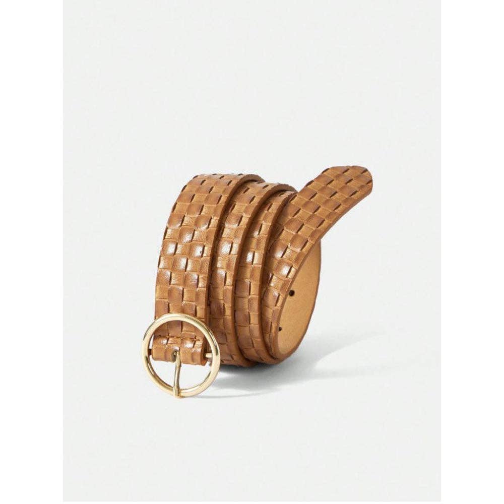 Femme Luxe – wholesale Belt – Women's – Brown Woven Embossed Belt - Raven4