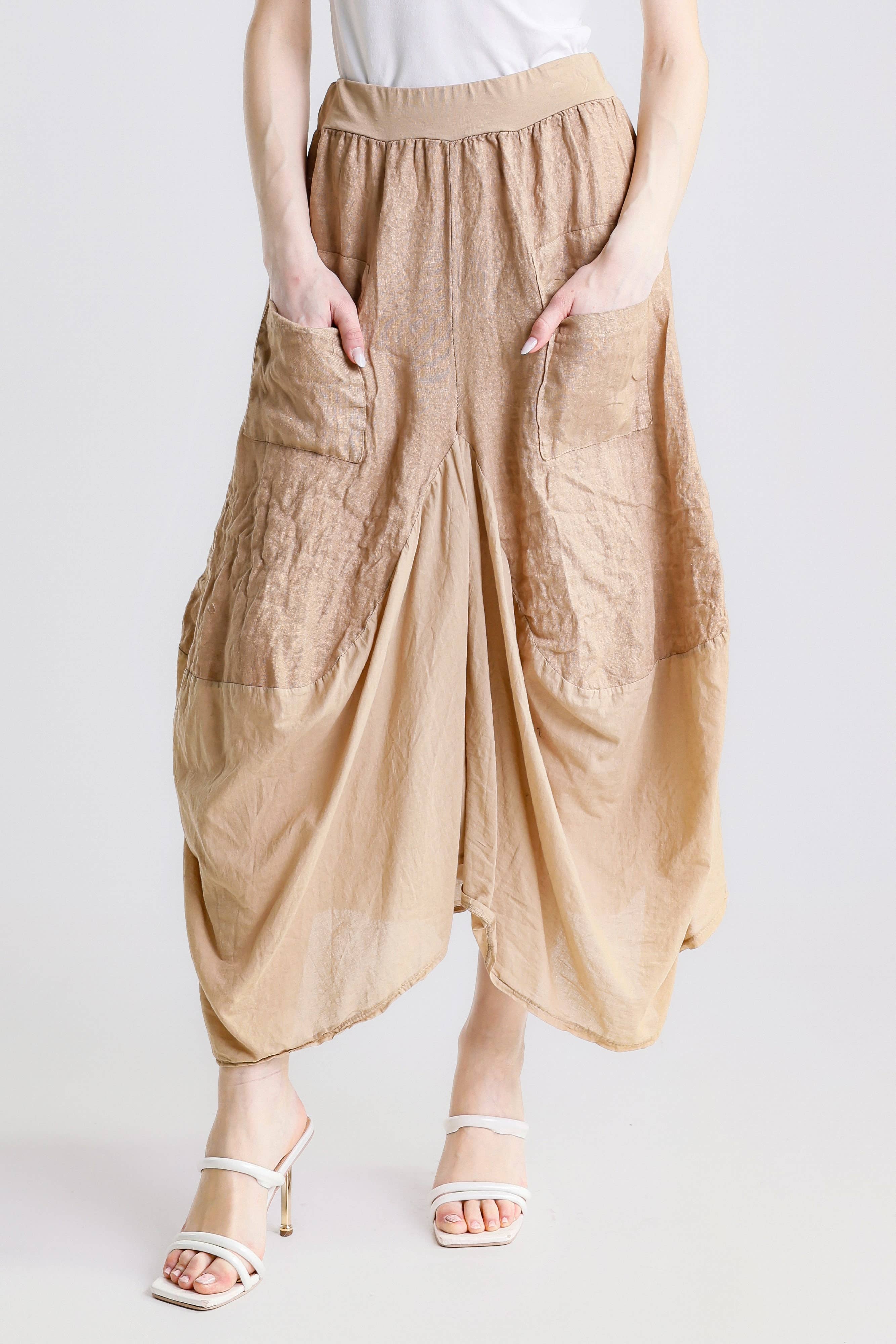 TINA Stephens Italy/Tees By Tina - Wholesale Skirt - Women's - Brenna Cotton/Linen Bunched Pocket Skirt (SL102W)44