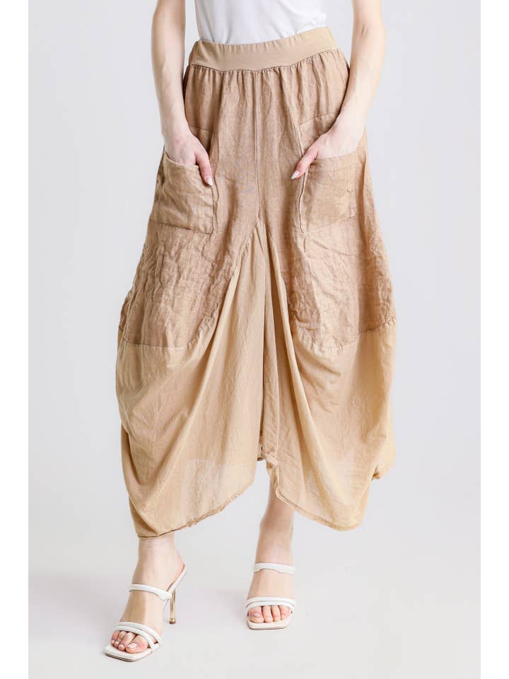 TINA Stephens Italy/Tees By Tina - Wholesale Skirt - Women's - Brenna Cotton/Linen Bunched Pocket Skirt (SL102W)44