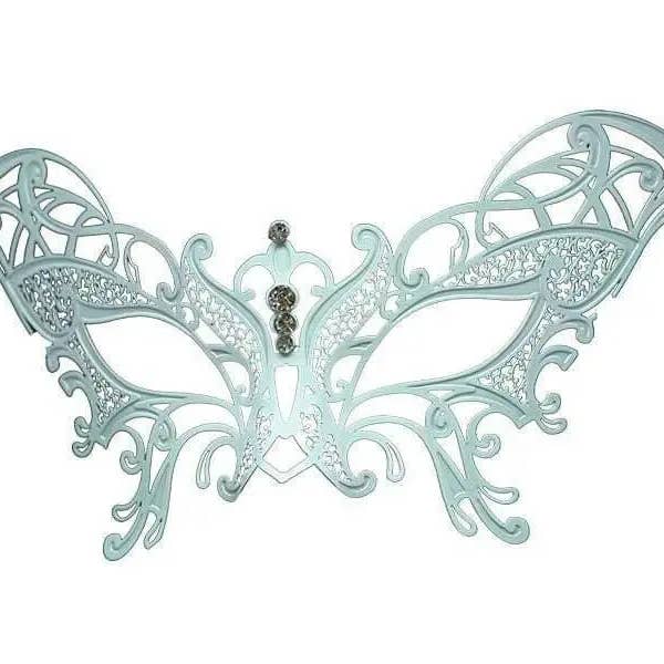 Máscara veneciana de metal cortada a láser con piedras blancas para venta al por mayor de Party Expo, LLC
