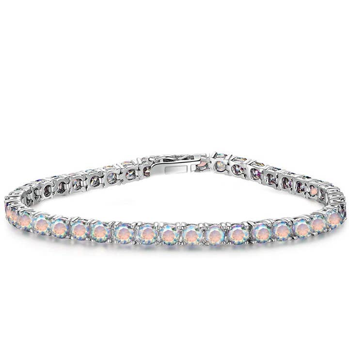 Bracelet de tennis en cristal d'améthyste véritable en or blanc 18K pour la vente par Golden NYC Jewelry