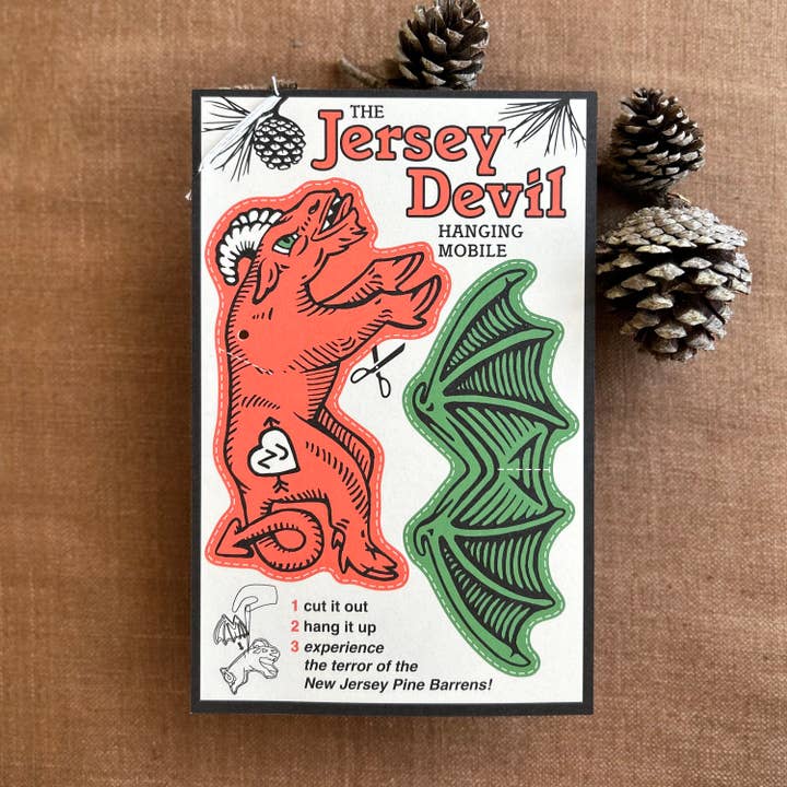 Jersey Devil cut-out card stock hanging mobile with string for wholesale by Fresh Fish