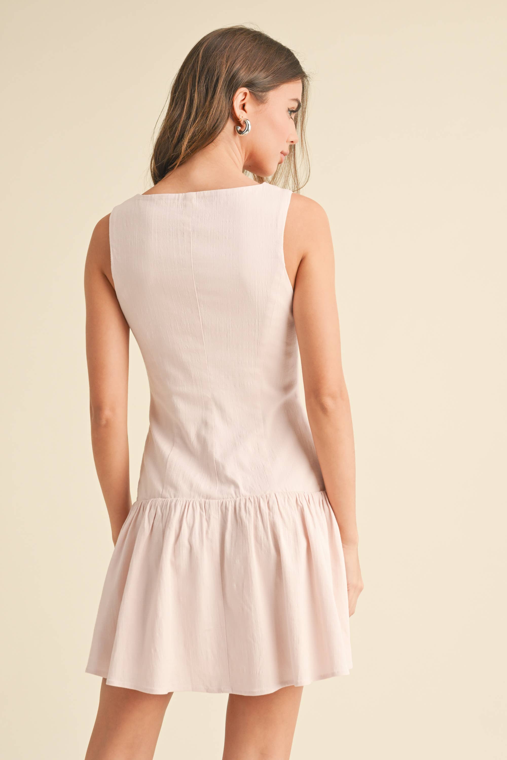 Klesis - Wholesale Dress - Women's - ID9089 STRETCHY LINEN SLEEVELESS DROP WAIST MINI DRESS 18