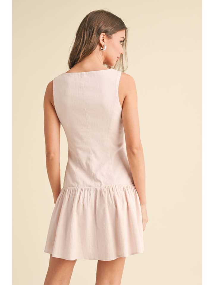 Klesis - Wholesale Dress - Women's - ID9089 STRETCHY LINEN SLEEVELESS DROP WAIST MINI DRESS 18