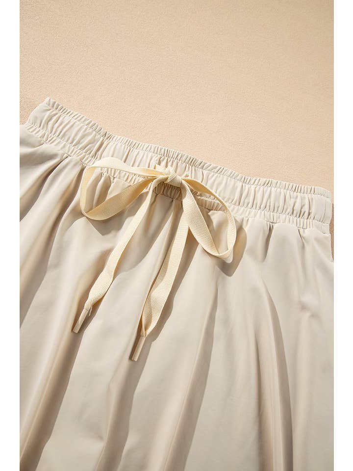 PRETTY BASH - Wholesale Skort - Women's - Solid Drawstring High Waist Skort