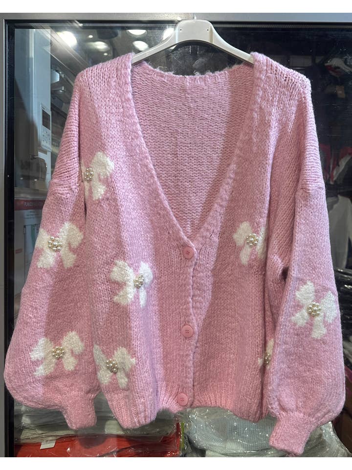 LÉA & LUC - Vente Pull en maille – femme - Gilet motif papillon avec perle REF. 2066612