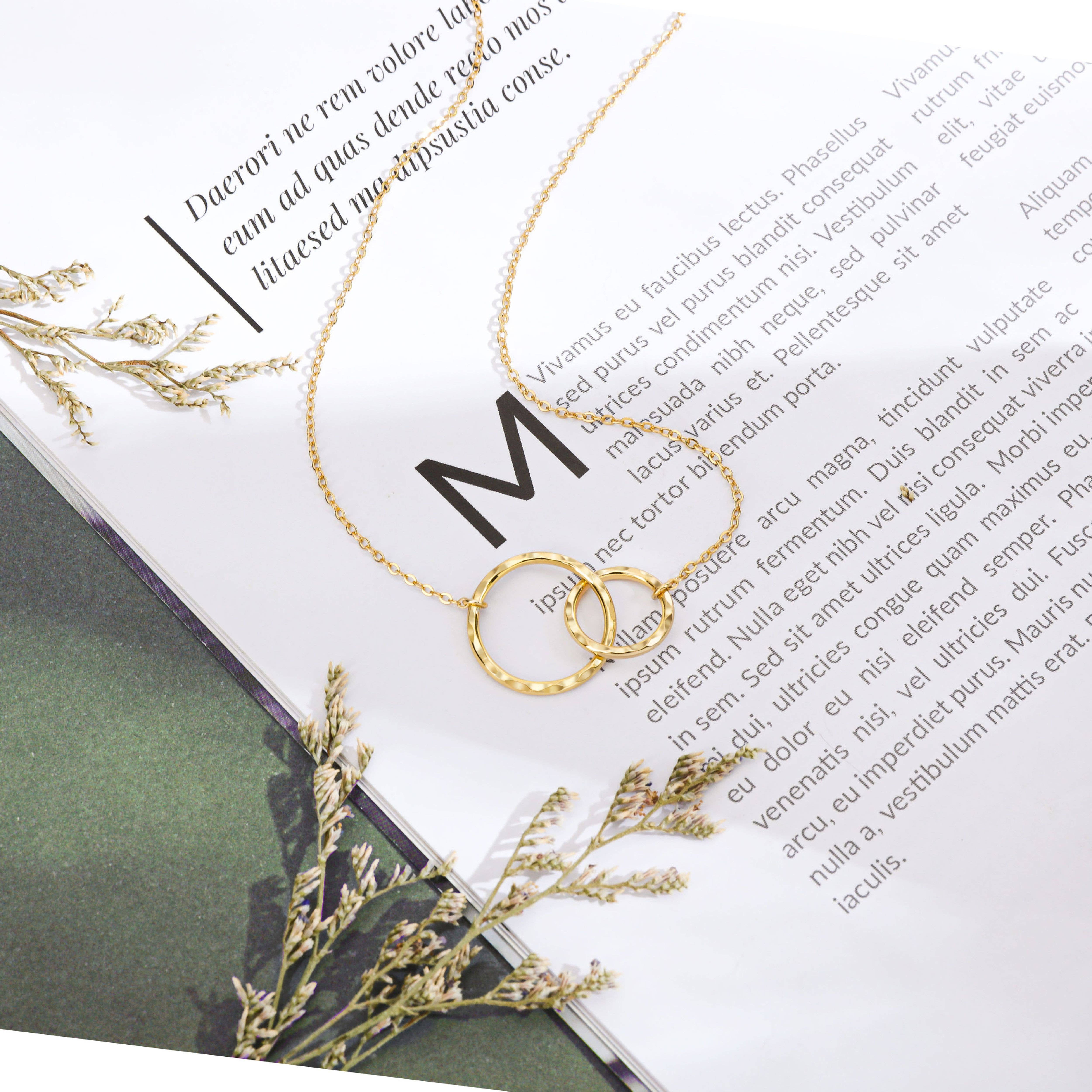 hope love shine - Wholesale Jewelry Set - Mother-Daughter Necklace Set Mother's Day Gift 2 Circle Ring6