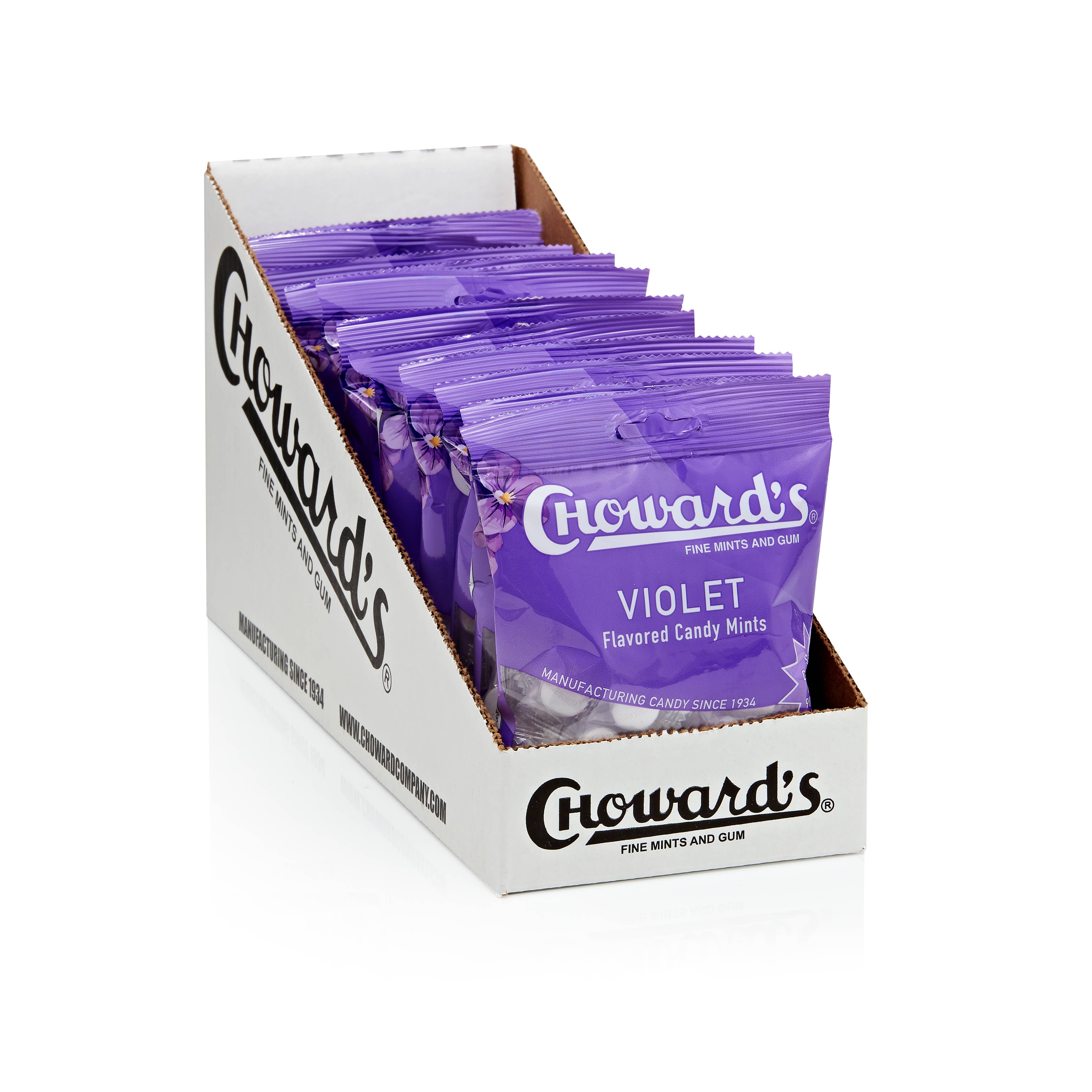 C. Howard Company, Inc. - Wholesale Mints - Choward's Violet Mints Peg Bag 3oz.8
