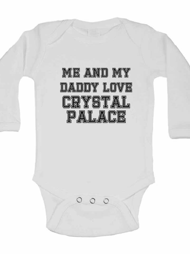 Me and My Daddy Love Crystal Palace, for Football, Soccer Fans - Long Sleeve Baby Vests for wholesale by Little Ratbag