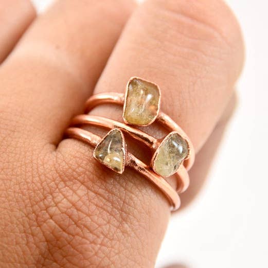 Citrin Ring | November Birthstone Ring Koppar för wholesale av Daddy Daughter Jewelry