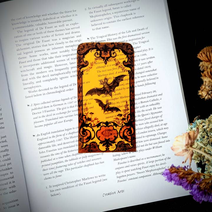 Clear Bookmark - Victorian Yellow Bats Goth Gothic Horror for wholesale by Dark Veinlet