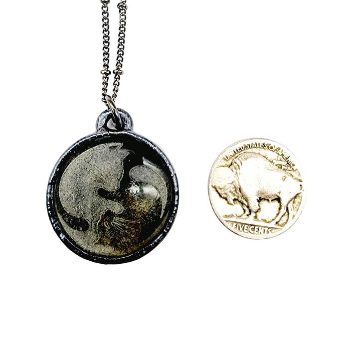 MergingMetals - Wholesale Pendant/Charm Necklace - Golden Sheen Obsidian Etched Yin Yang Cat Necklace3