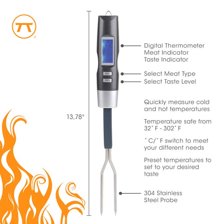 Fox Run Brands - Wholesale Thermometer - Outset Grill Fork Digital Meat Thermometer For BBQ