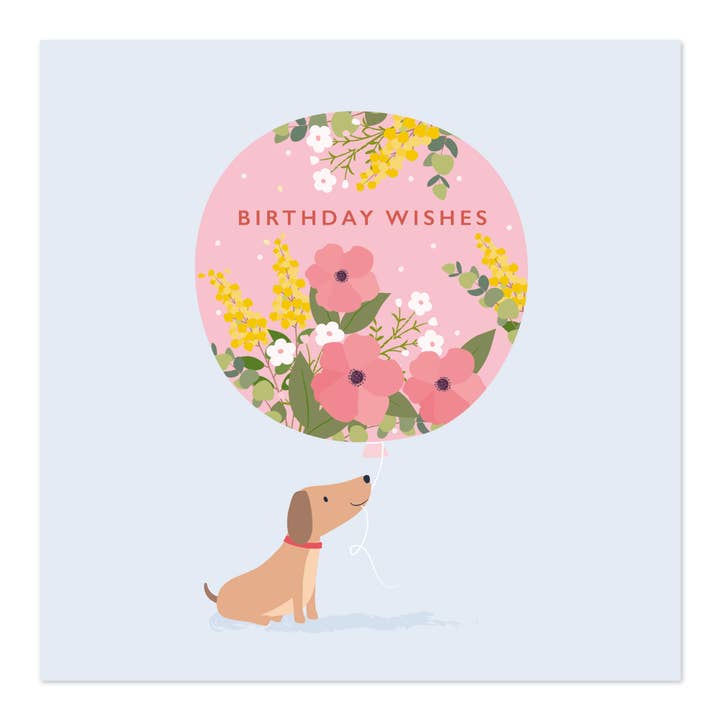 Klara Hawkins - Wholesale Birthday Card - Dog Birthday Wishes Card | Little Dog with Birthday Balloon1