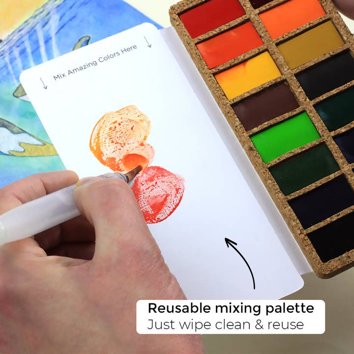 Viviva Colors - Wholesale Watercolour paint - Original Pans Set - 16 watercolors | Ecofriendly | Cork4