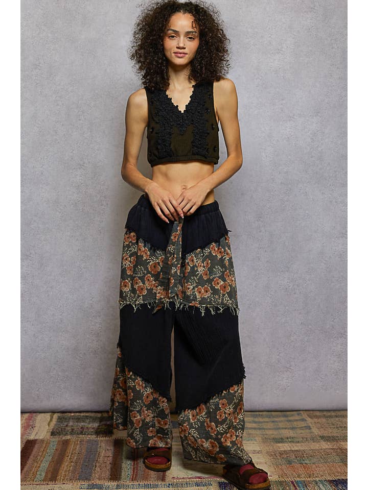 Pol Clothing - Wholesale Pants - Women's - Double gauze frayed edge detail woven pants3