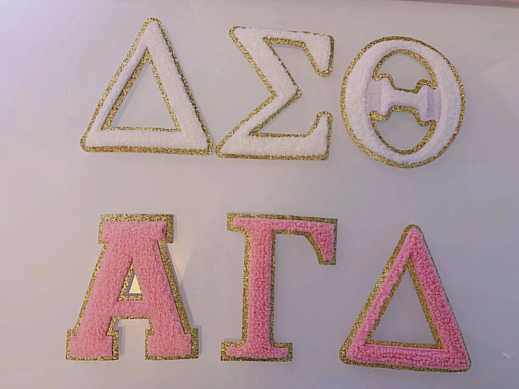 Chicbaby LLC - Wholesale Patch - 3 inch Iron on Greek letter, Pink, Chenille Letter, Sorority1
