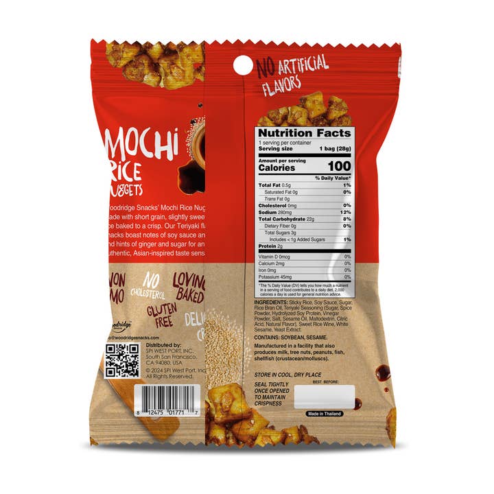 SPI West Port Inc. - Wholesale Puffed rice treat - Mochi Rice Nuggets - Teriyaki (Single Serve Bags)3