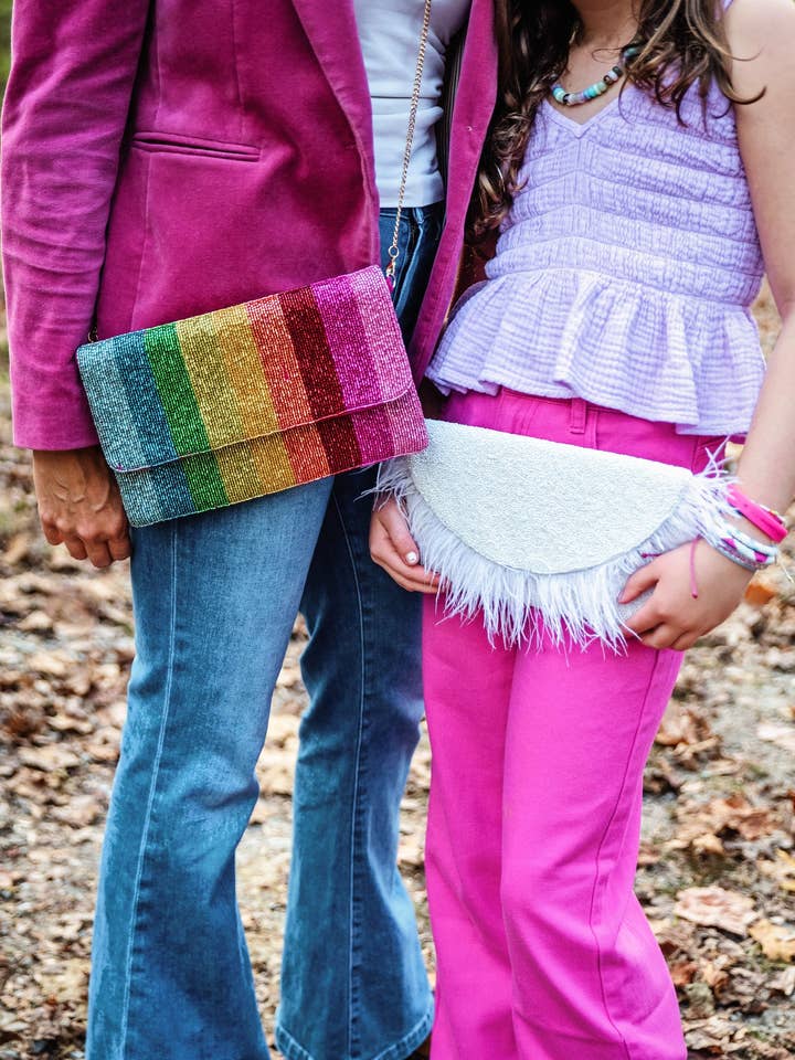 White Clutch Bag, Wedding Clutch, White Beaded Clutch Purse for wholesale by MKay Style