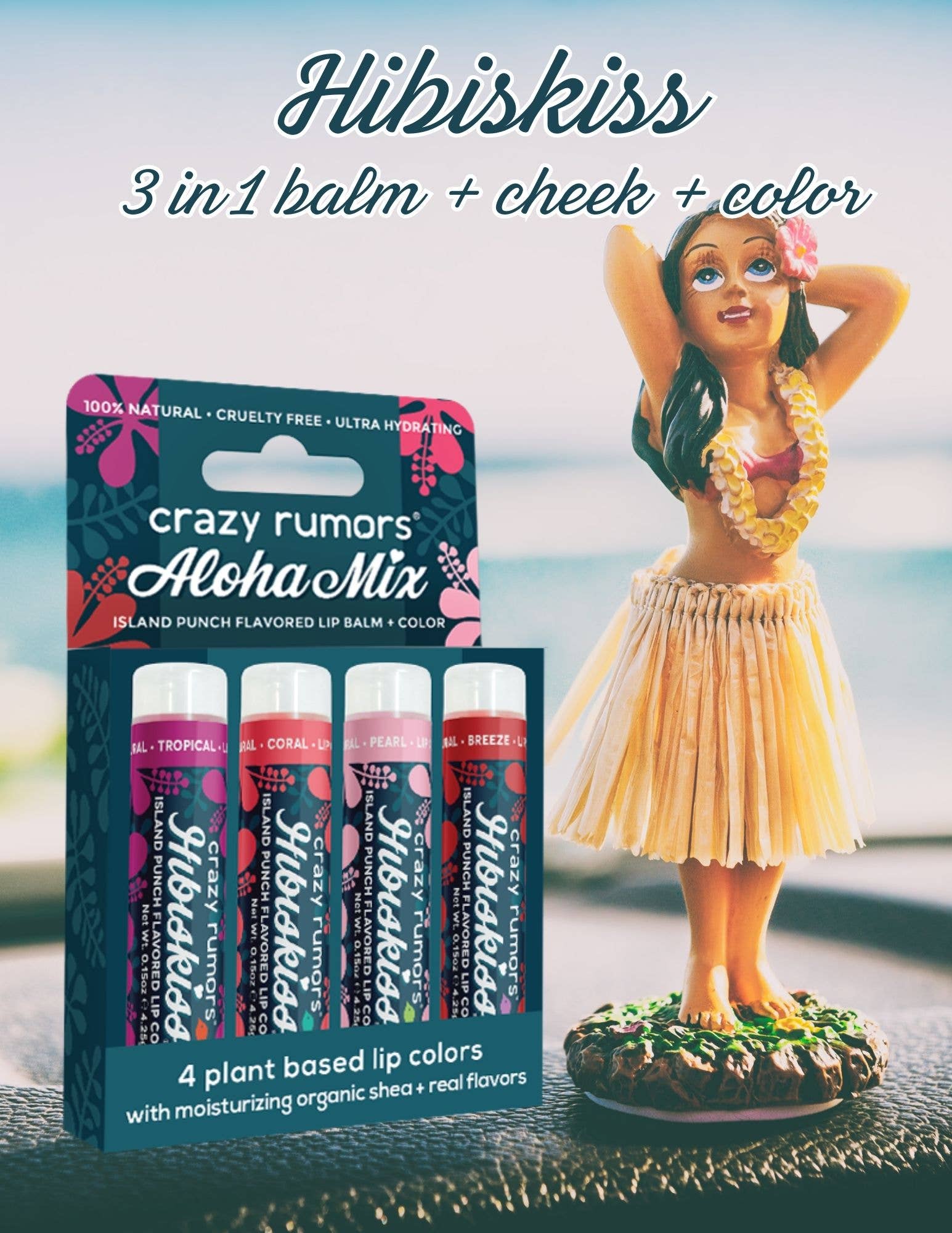 Crazy Rumors – Großhandel Lippenbalsam-Sets – Alles Natürlich Hibiskiss Aloha Mix 4er-Pack Lippenfarbe Geschenkbox0