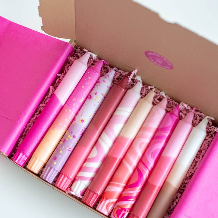 Nordtrice - Wholesale Taps toelopende kaars/kandelaar - Kegelkaarsen doos - Roze Valentijnsdag