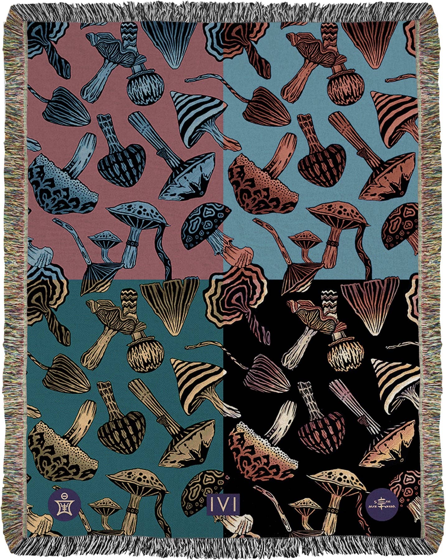 Sean Martorana - Wholesale Throw Blanket - IVI - Mushroom Jacquard Woven Blanket - Four Color0