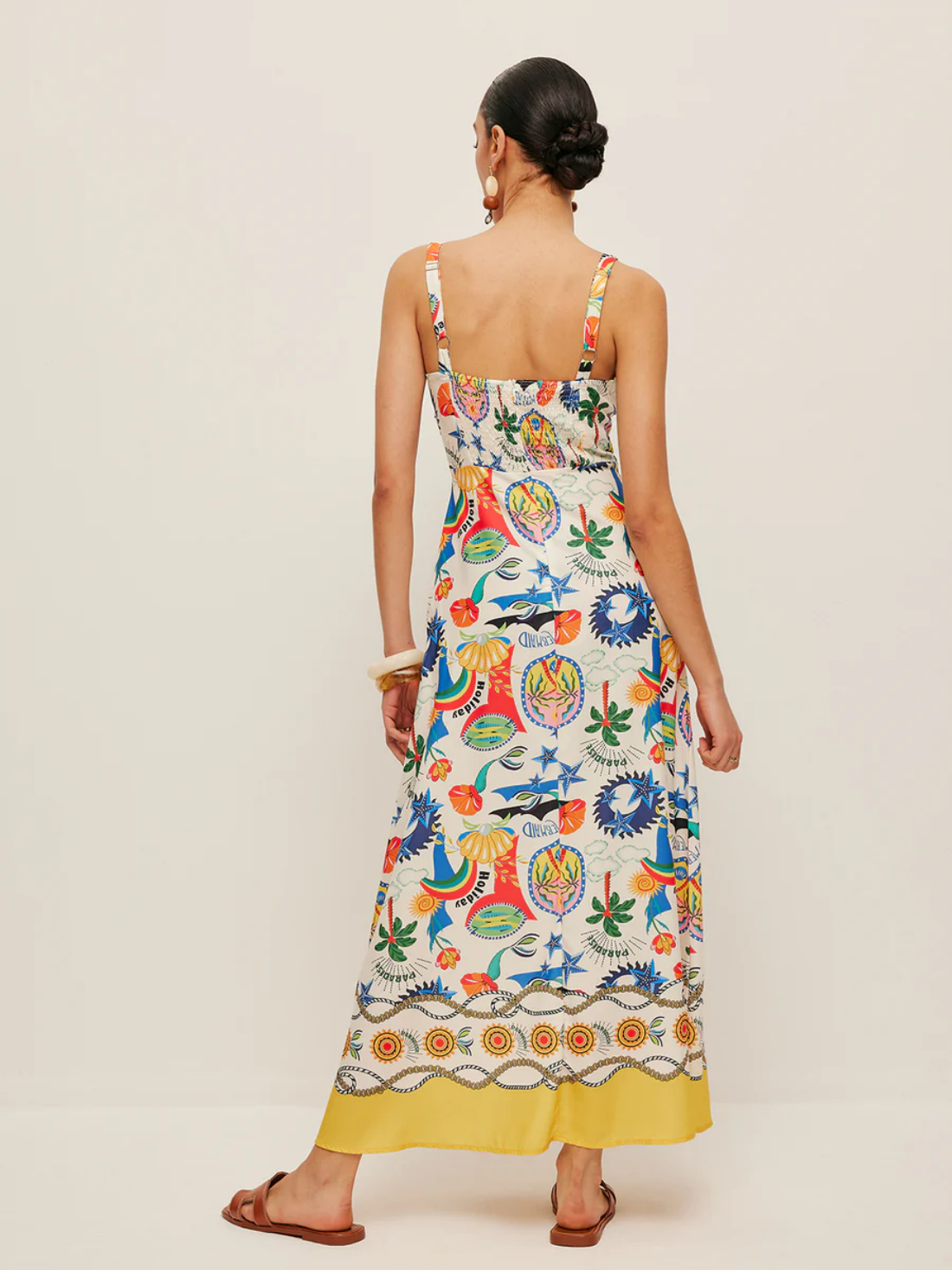 Ulivary – Vestido - Mulher por atacado – Vestido feminino com estampa de graffiti e corte evasê para primavera0