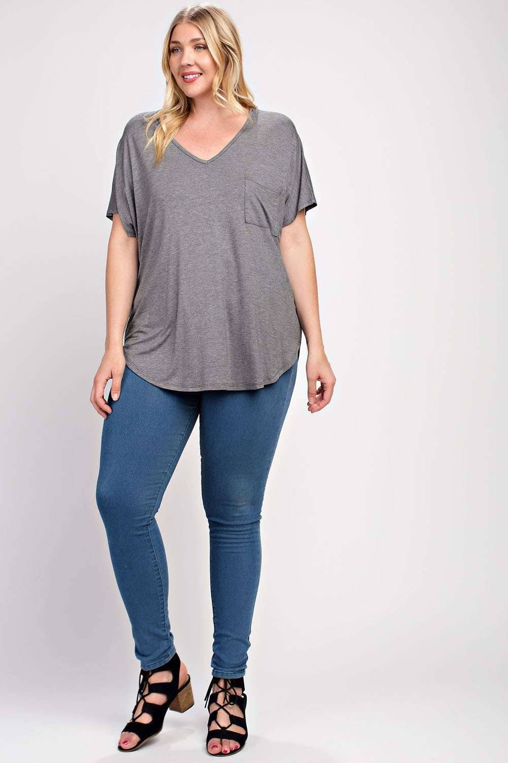 mittoshop - Wholesale T-Shirt - Women's - BT5074PL-PLUS BAMBOO FABRIC POCKET V-NECK TEE19