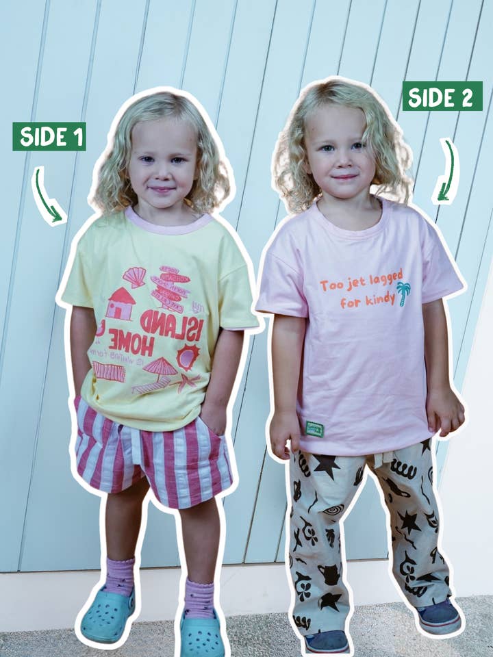 Traveller Tee Pink/Yellow – Reversible (Two tees in one) for wholesale by Lokal Folk - Reversible Kidswear