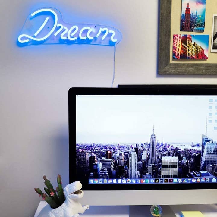 Isaac Jacobs International - Wholesale Neon Sign - Isaac Jacobs 17x6 LED Neon Blue “Dream” Wall Sign