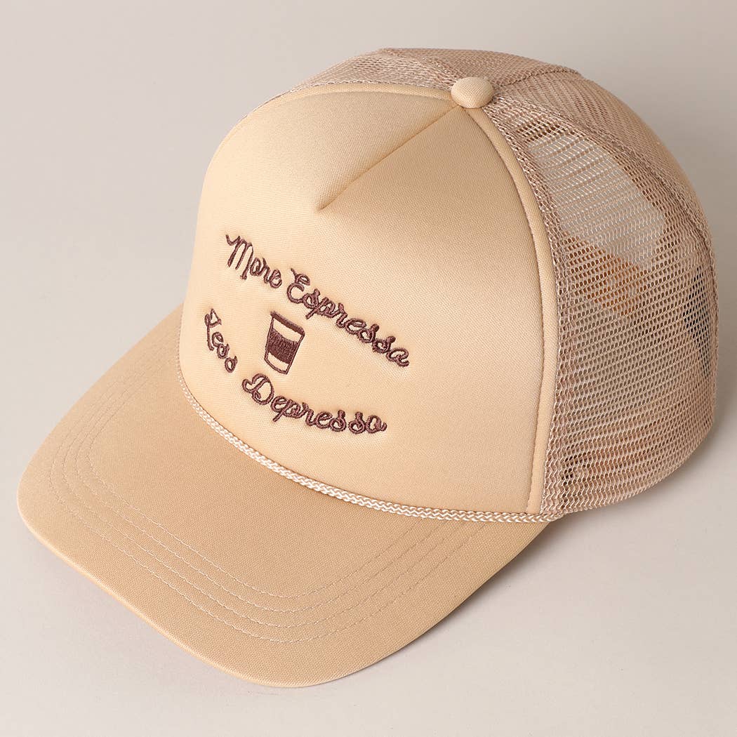 Fashion City - Wholesale Trucker Hat - Women's - More Espresso Less Depresso Embroidery Trucker Hat5