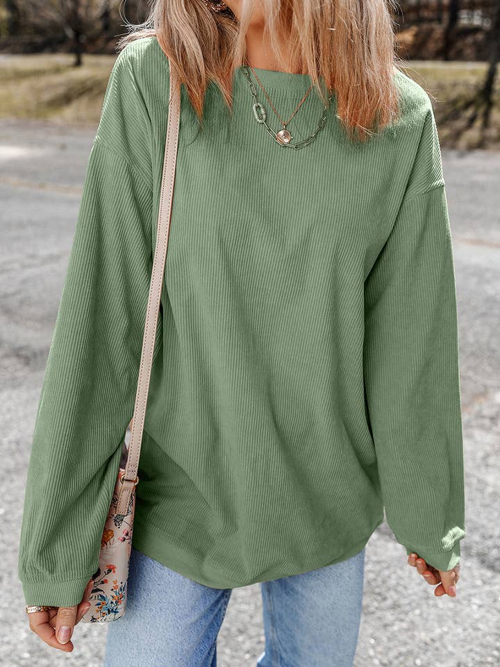 LALA LOO - Wholesale Sweatshirt - Women's - Corduroy Ribbed Oversized Sweatshirt31