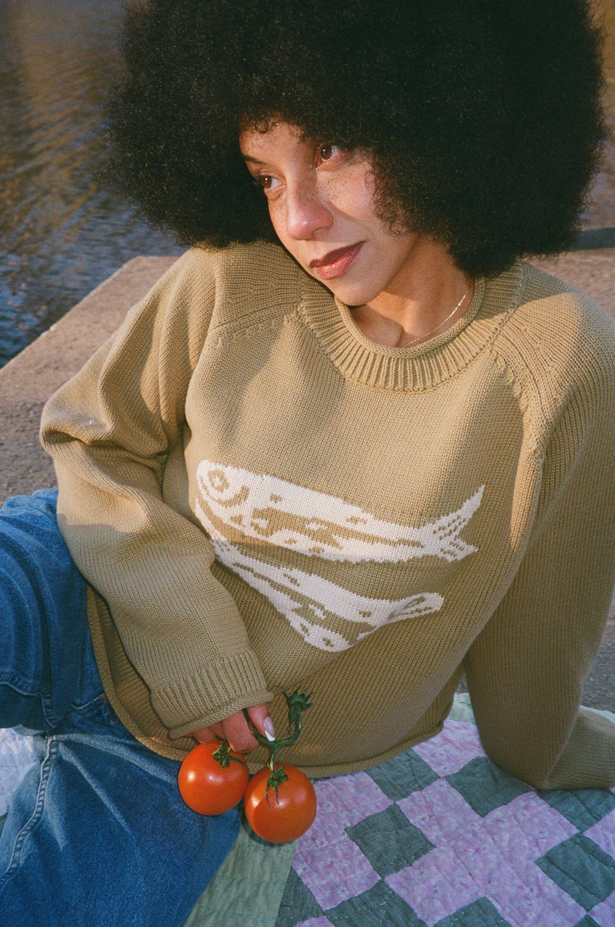 Beaten Path Co - Wholesale Knit Sweater - Unisex - GREEN COTTON FISH SWEATER18