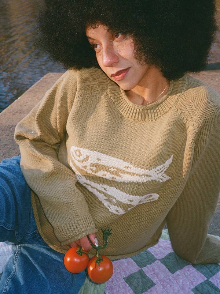 Beaten Path Co - Wholesale Knit Sweater - Unisex - GREEN COTTON FISH SWEATER18