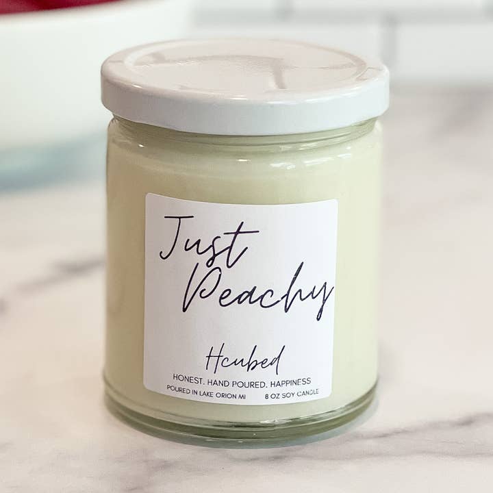 Hcubed Candles - Wholesale Jar/Filled Candle - Just Peachy Candle – Fresh Southern Peach Scent – 100% Soy 0
