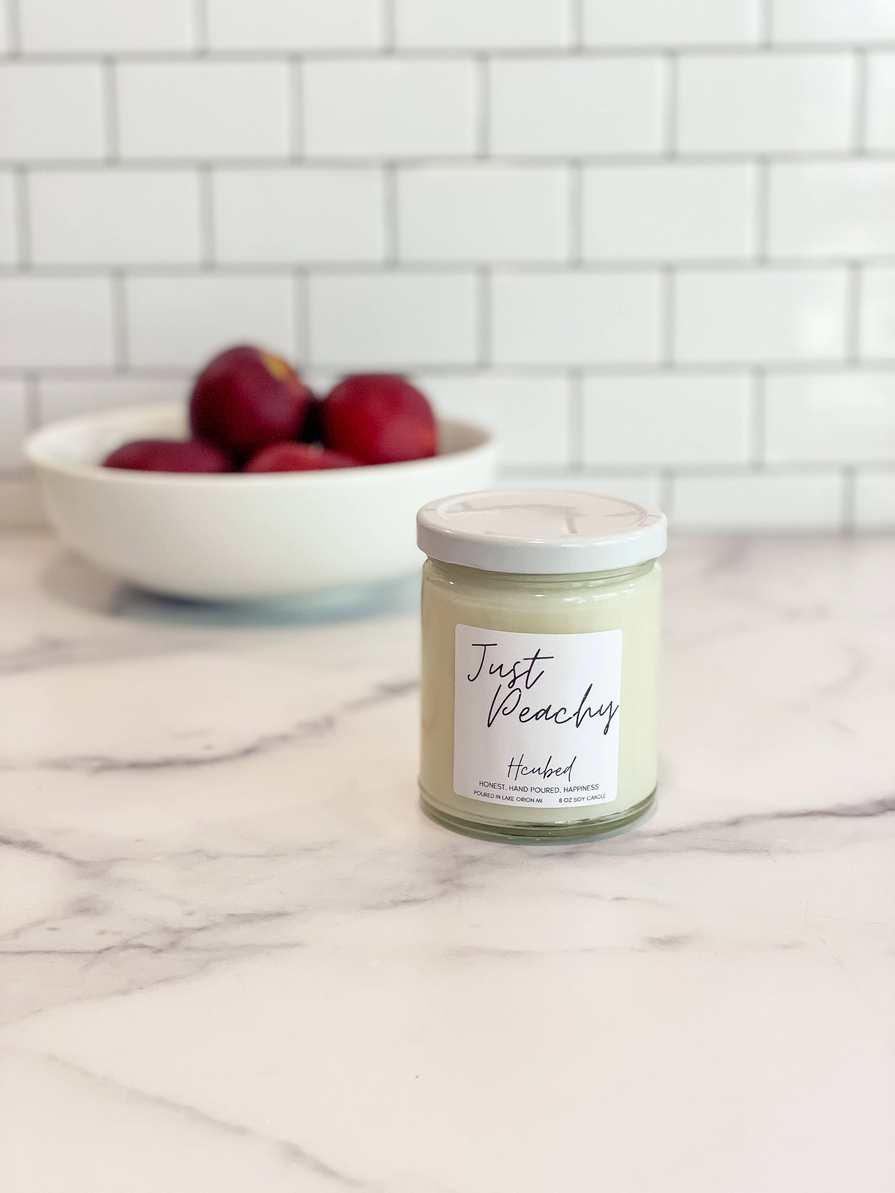 Hcubed Candles – Engroshandel Glaslys – Bare Fersken Duftlys – Frisk Sydstatsfersken Duft – 100% Soja