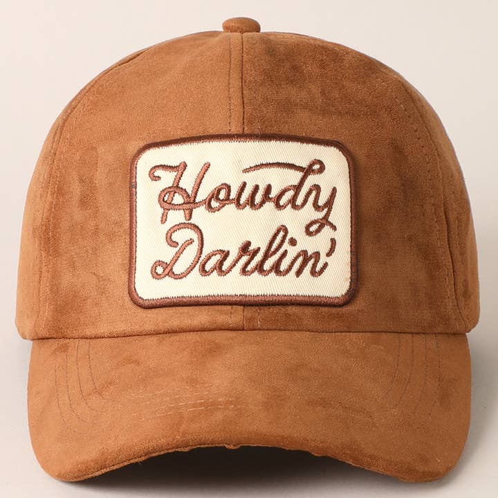 Fashion City - Wholesale Baseball Cap - Women's - Howdy Darlin Patch Suede Baseball Cap
