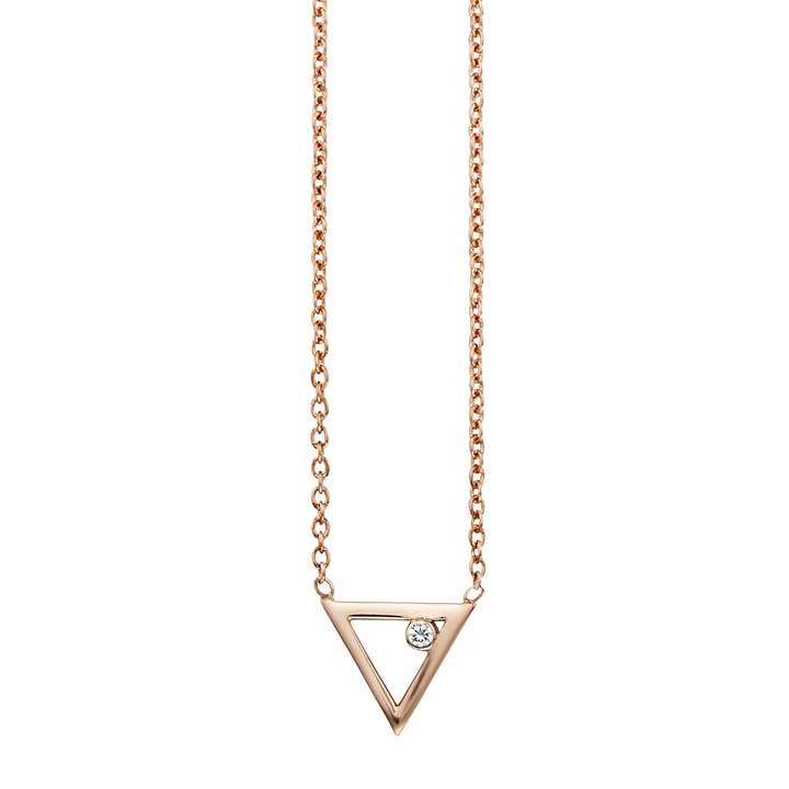 Collana triangolare in argento Sterling 925 con zirconi placcati in oro rosa per la vendita all'ingrosso da parte di caï