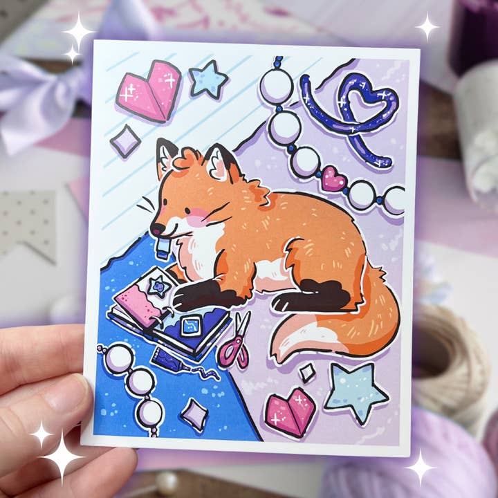 Crafty Scrapbooking Fox ~ Print for wholesale by Woolblossom