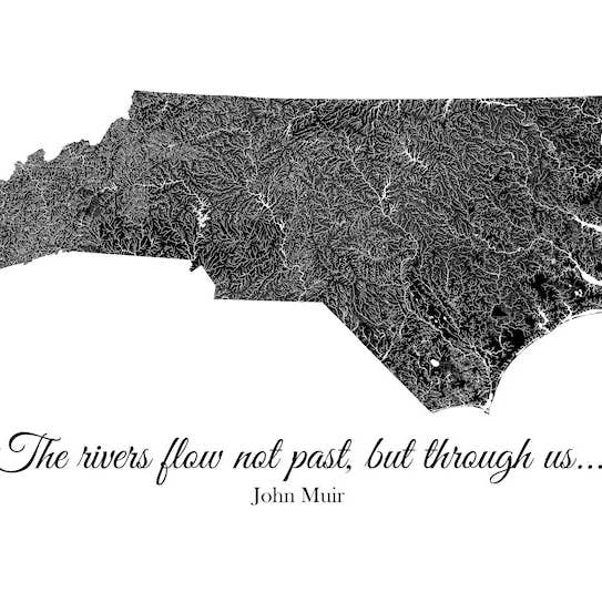 Rivers of North Carolina Map Print for wholesale by Map of Home