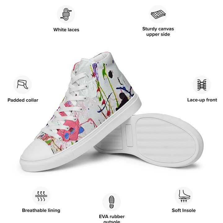 Women’s high top canvas shoes-White for wholesale by Tuckstreet