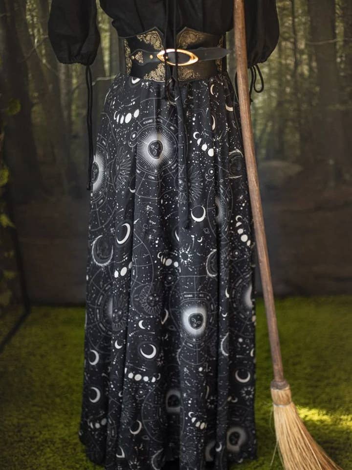 Costurero Real - Wholesale Skirt - Women's - Stars Celestial Galaxy Maxi Long Skirt Halloween Witch2