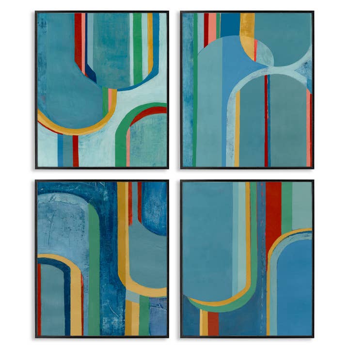 Blue Wavy Arch Shapes Framed Art for wholesale by Stupell Industries