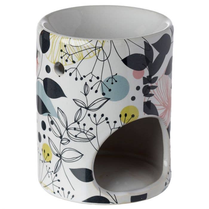 D SCENT - Wholesale Wax Warmer - Black and colorful flowers print Ceramic Oil Burner / Wax Warmer1
