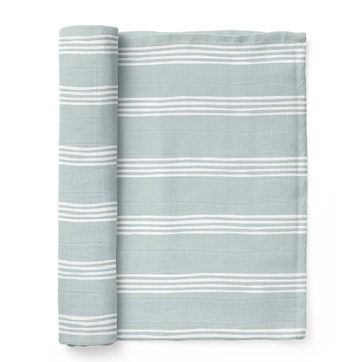 Muslin Swaddle Baby Blanket – Stripe for wholesale by Mini Wander, LLC