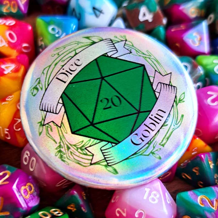 Pink Dice Bag - Wholesale Lapel pin/button - Dice Goblin Flat Holographic Pin Badge0