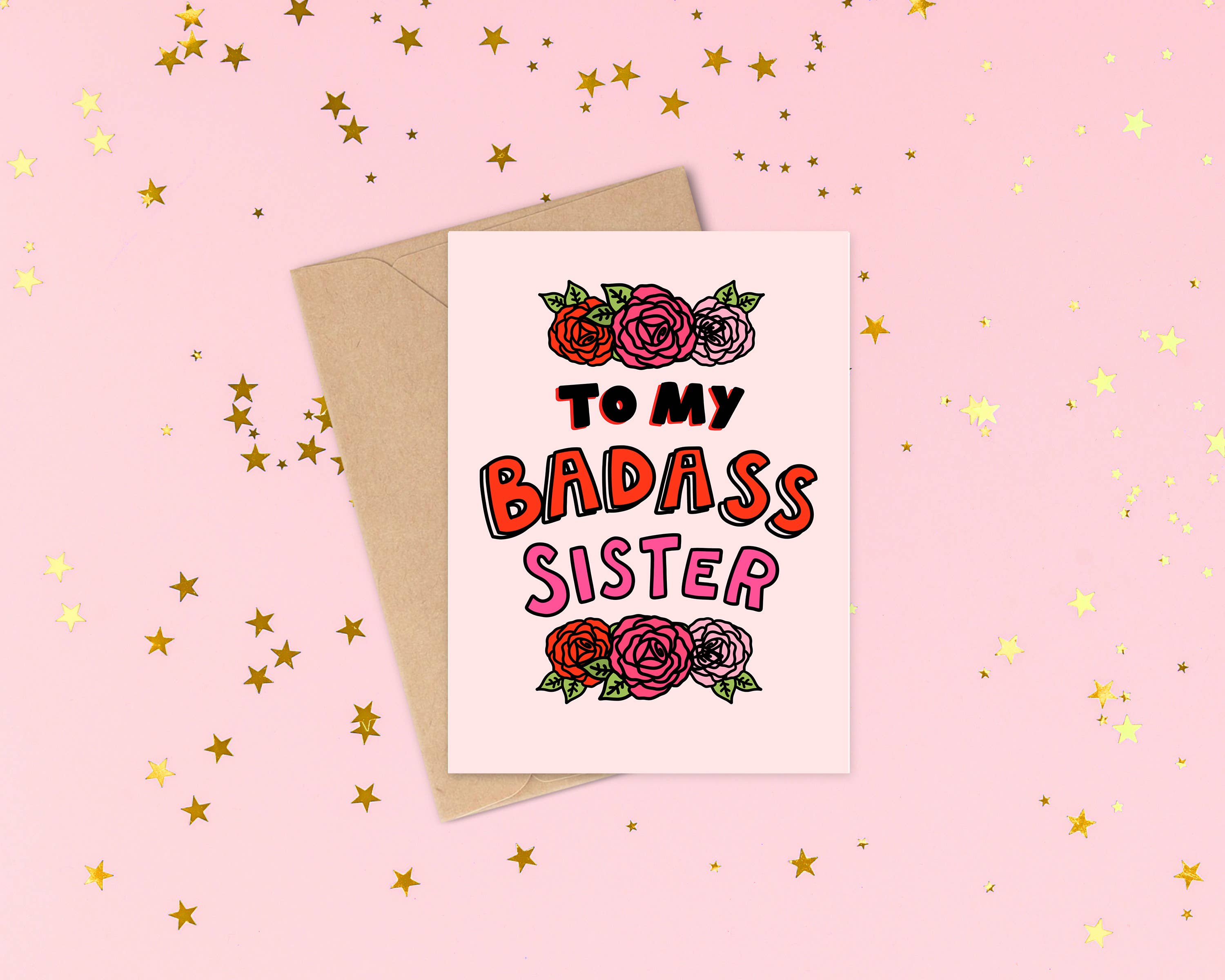 Siyo Boutique - Wholesale Mother's Day Card - Badass Sister - Funny Mother's Day or Birthday Card